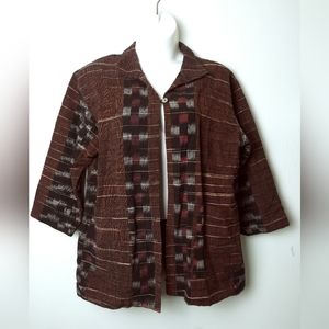 Yasuko Kurisaka Hand Woven Jacket Real Shell Button Handwoven Fabric XL/XXL